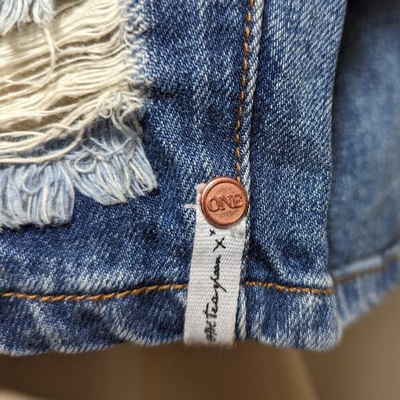 ONE X One Teaspoon Freelove Distressed Denim Jean Skirt size 26 - Picture 7 of 12